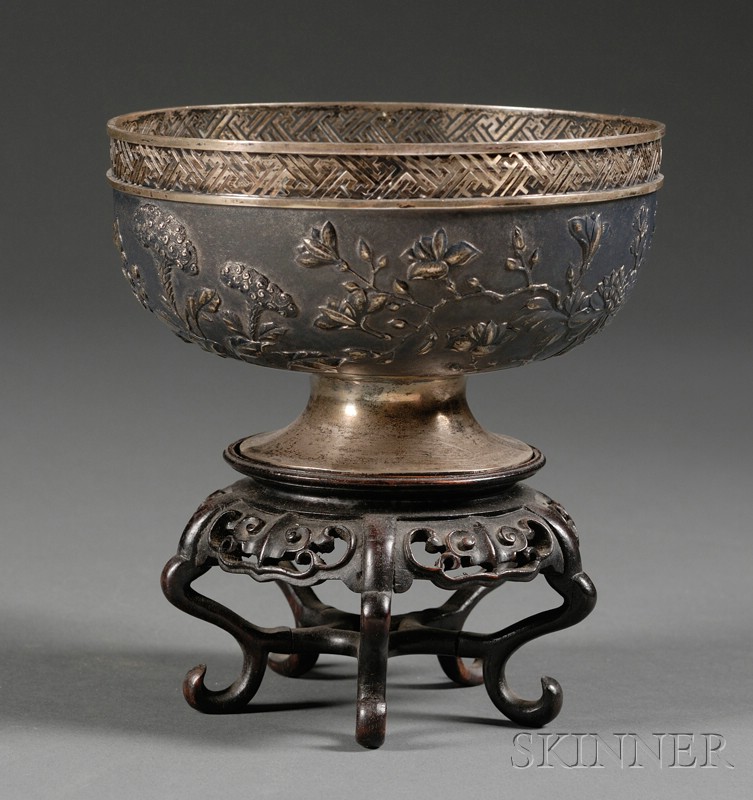 Appraisal: Chinese Export Silver Bowl early th century pierced rim and