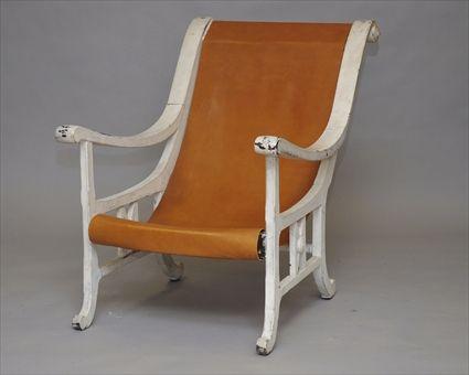 Appraisal: White-Painted Egyptian-Revival Chair