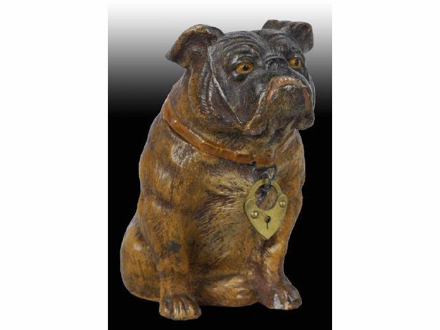 Appraisal: German Lead Bull Dog Still Bank Description Original lock Condition