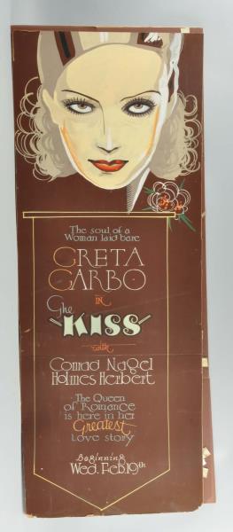 Appraisal: The Kiss Greta Garbo Handpainted Sign This is a huge