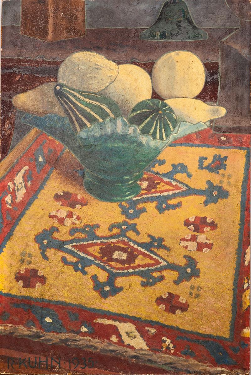 Appraisal: th Century School Untitled Still Life with Gourds Oil on