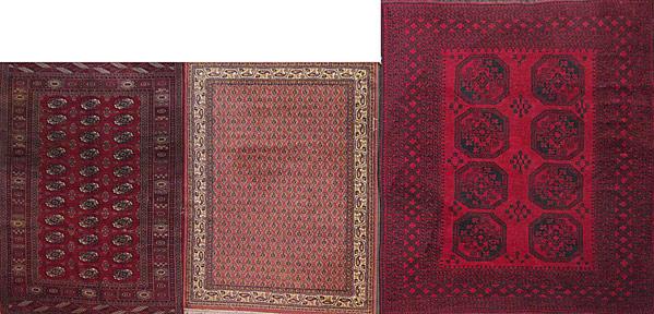 Appraisal: THREE AREA RUGS In various colors and designs th c