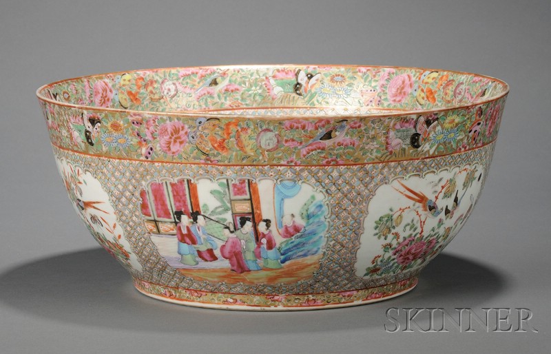 Appraisal: Large Rose Medallion Porcelain Punch Bowl China th century the