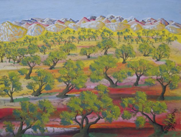 Appraisal: Henri Bastin - Central Australian Landscape gouache signed and dated