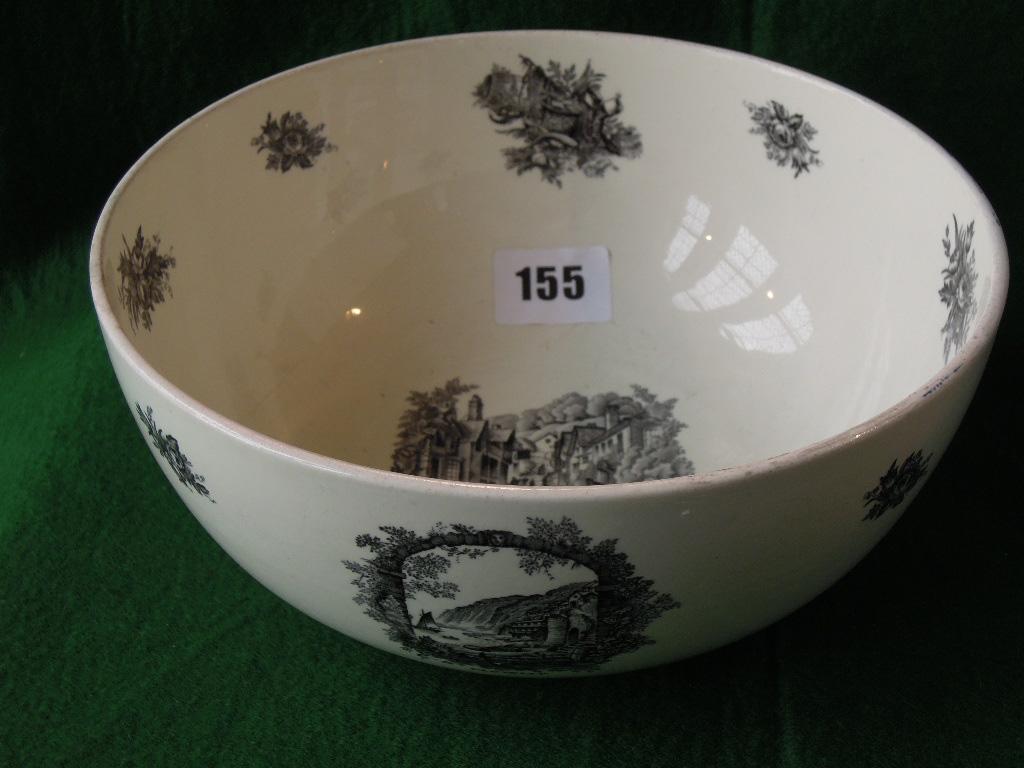 Appraisal: A Wedgwood creamware type bowl with black and white printed