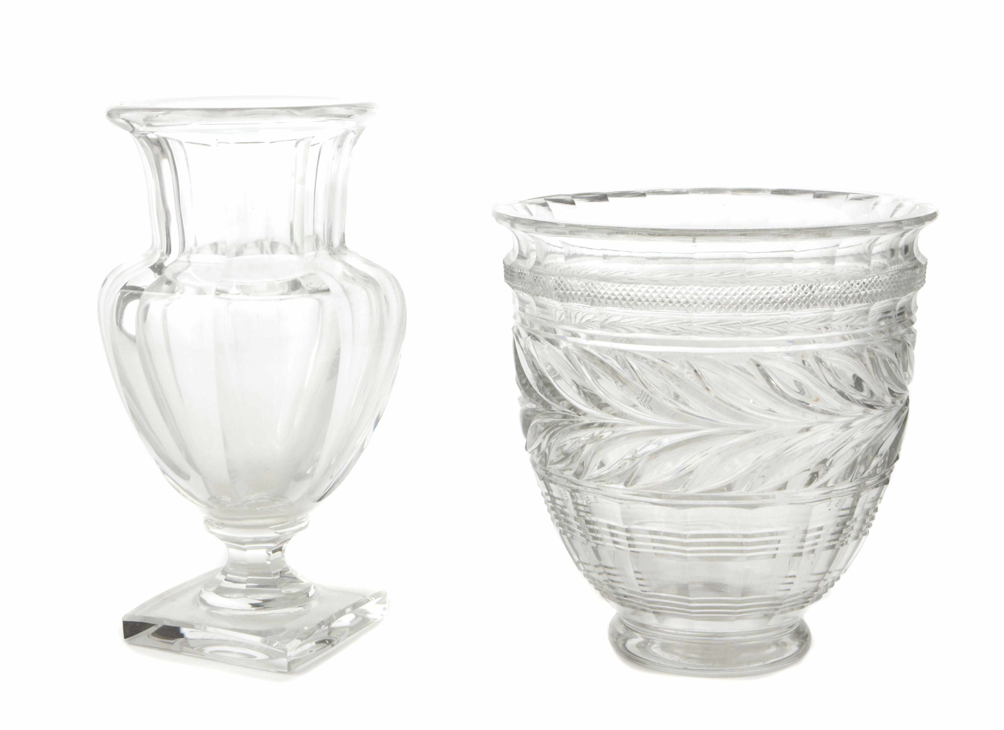 Appraisal: Two Baccarat glass vases height of tallest piece in