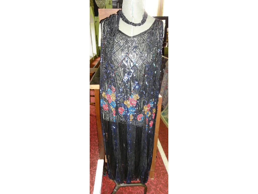 Appraisal: A 's ladies evening tabard with black sequins and bugle