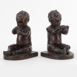 Appraisal: Brenda Putnam American - Pair of Putti Figural Bronze Bookends