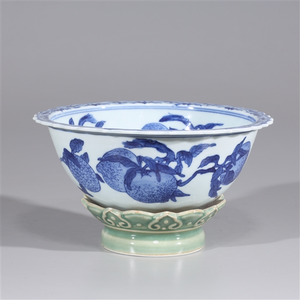 Appraisal: Chinese blue and white porcelain bowl with fruit and foliate