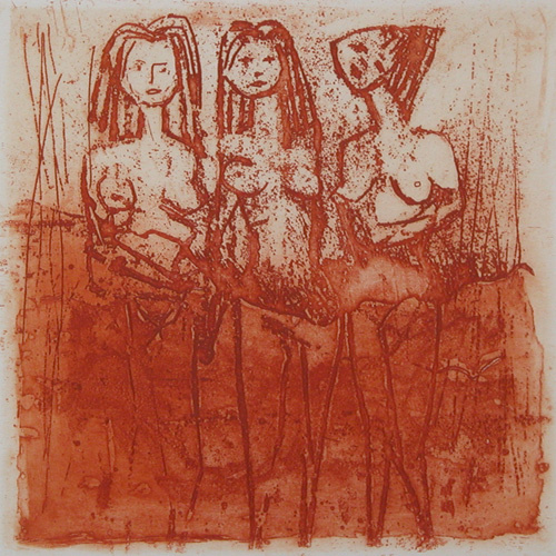 Appraisal: Three Women Bicat Andre British - Etching printed in colors