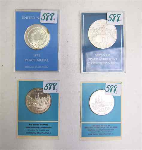 Appraisal: FOUR FRANKLIN MINT STERLING SILVER MEDALS ''Viet-Nam Peace Agreement ''