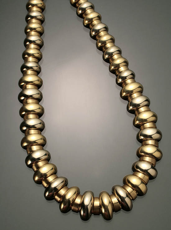 Appraisal: Choker Length -Karat Yellow and White-Gold Necklace The flexible tapering