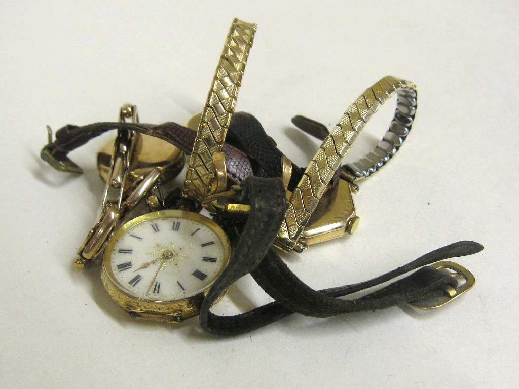 Appraisal: Lot comprising ct gold cased fob watch ladies ct gold