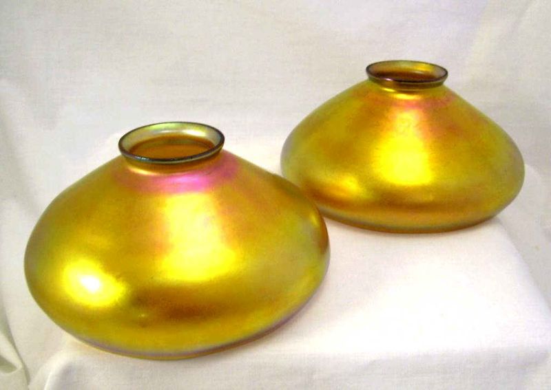 Appraisal: Pair of Steuben Gold Aurene Light Shades Pair of signed