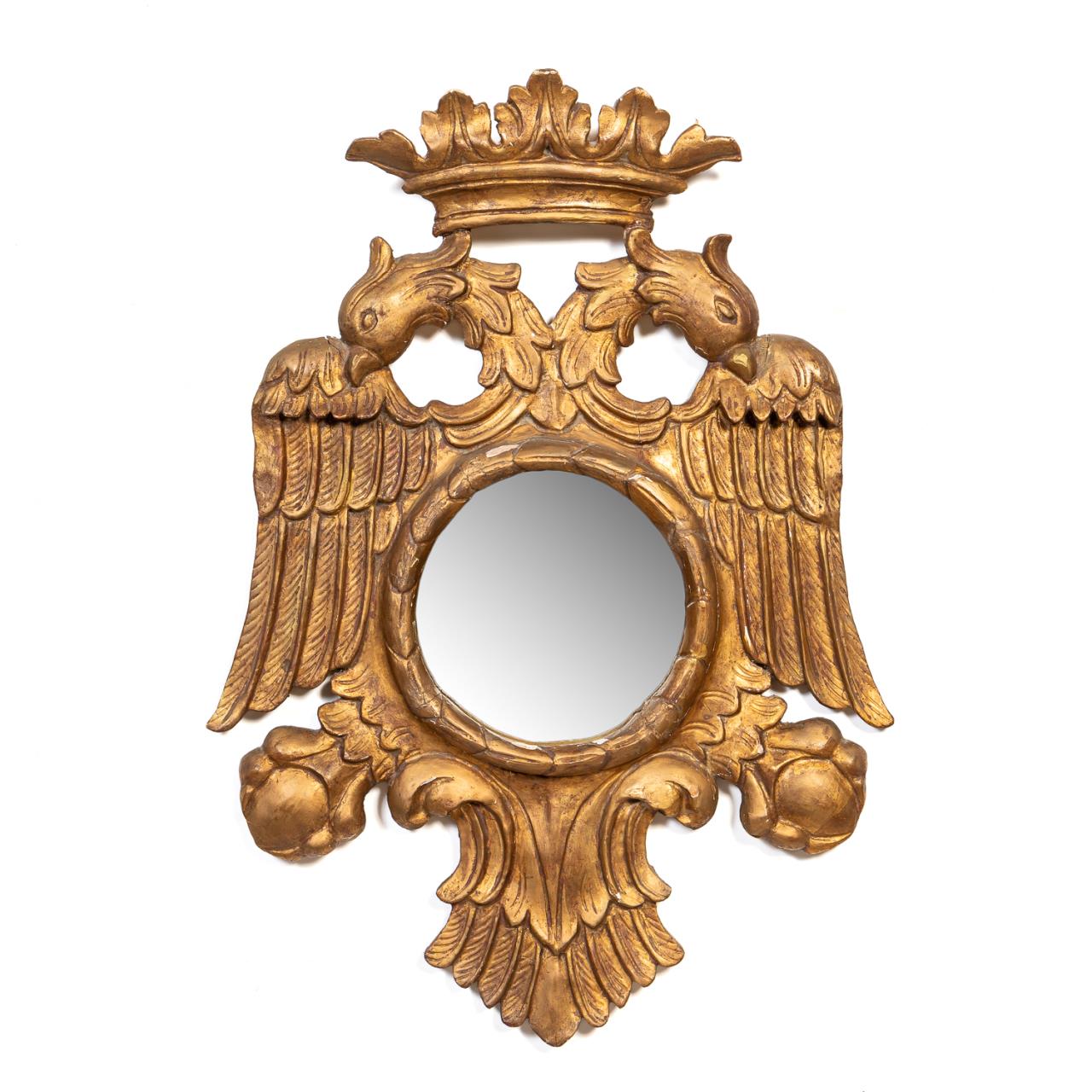 Appraisal: CONTINENTAL GILTWOOD DOUBLE HEADED EAGLE MIRROR Continental giltwood double headed