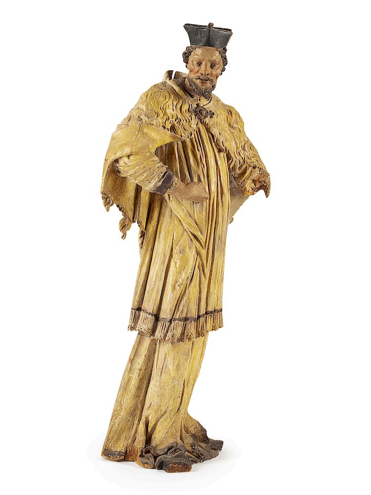 Appraisal: A French Carved and Polychromed Figure of a Saint A