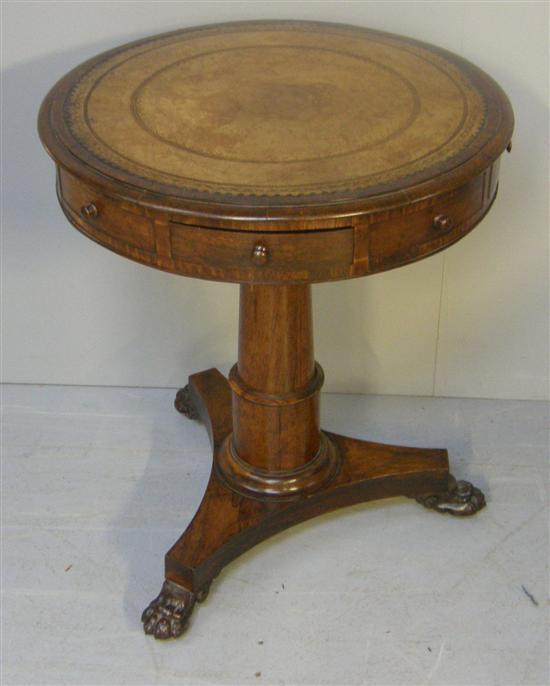 Appraisal: Regency rosewood drum top table of unusually small proportions with