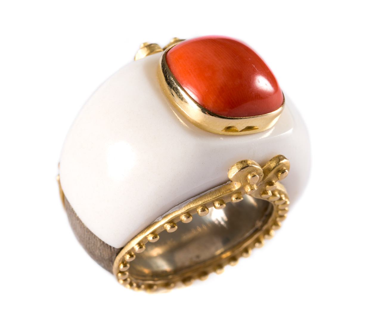 Appraisal: A David Webb Inspired Coral White Agate Ring K and