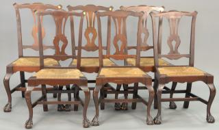 Appraisal: Seven piece mahogany dining room set including six Chippendale style