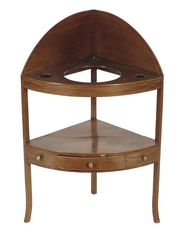 Appraisal: A late George III mahogany corner washstand