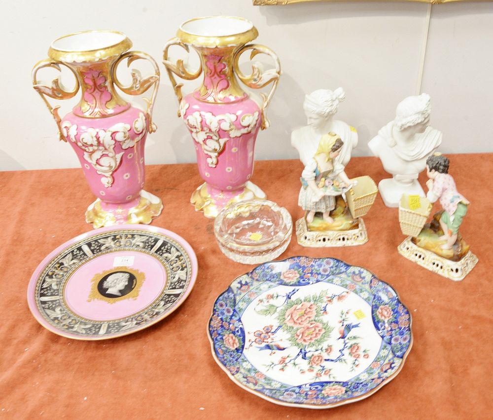 Appraisal: Nine piece assorted group of porcelain and ceramic items to