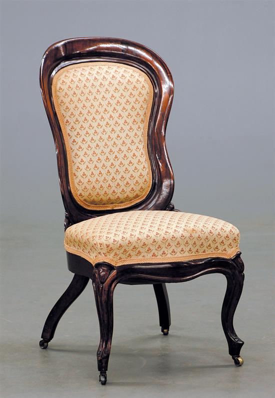 Appraisal: Belter style rosewood side chair circa solid and laminated rosewood