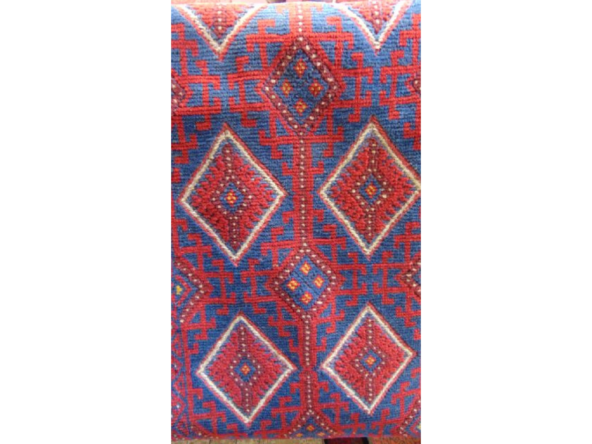 Appraisal: An eastern wool runner principally in a red and blue