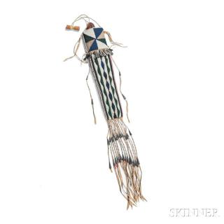 Appraisal: Lakota Beaded Hide Knife Sheath c s the buffalo rawhide