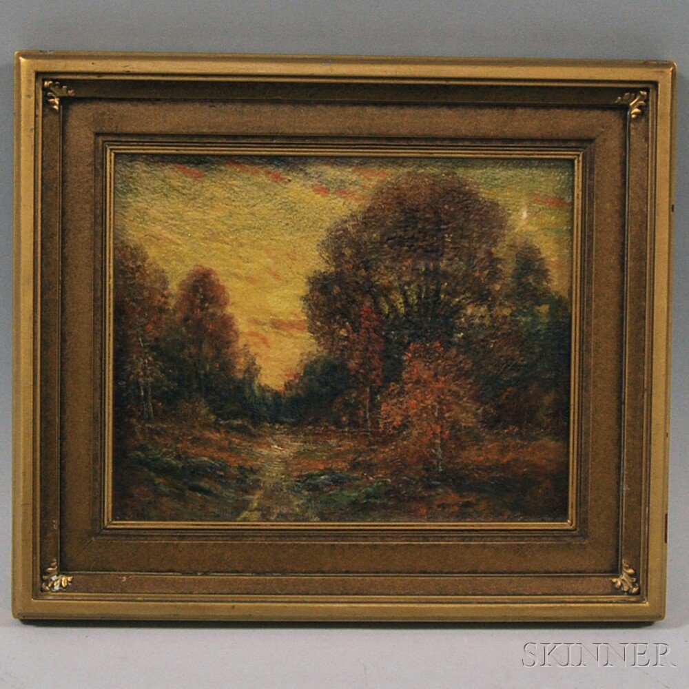 Appraisal: American School th Century Landscape at Dusk Unsigned inscribed Miss