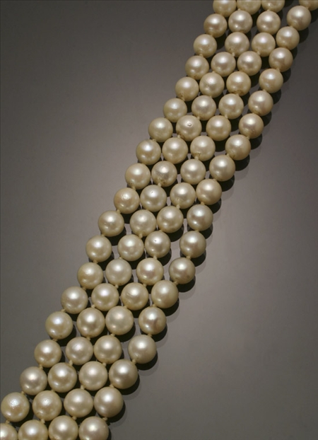 Appraisal: Matinee Length Cultured Pearl Necklace Knotted The double strand having