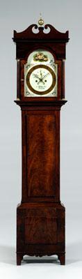 Appraisal: Georgian mahogany tall case clock arched shell and flower painted