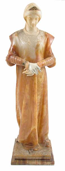 Appraisal: A carved alabaster figure of a Renaissance maiden height in