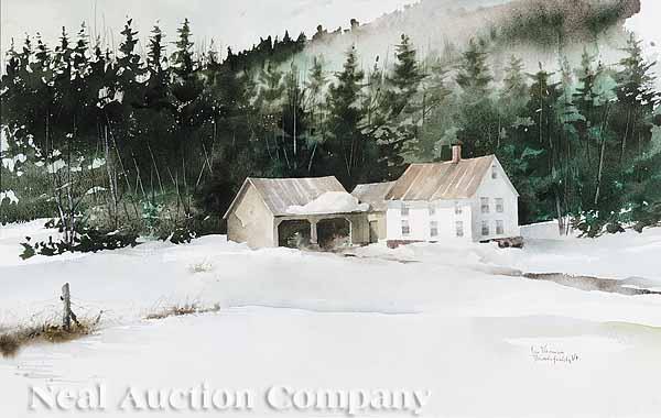 Appraisal: Ian Thompson American th c Winter in Brookfield Vermont watercolor