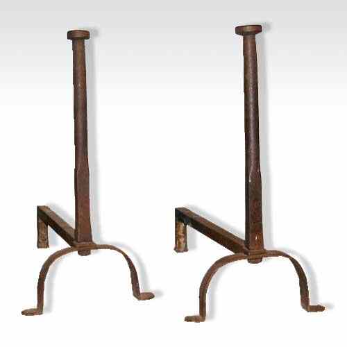 Appraisal: A Pair French Provincial Hand Forged Iron Andirons th century