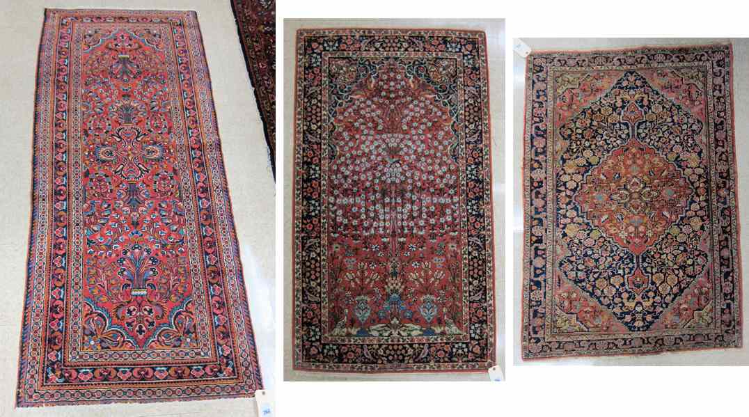 Appraisal: THREE HAND KNOTTED PERSIAN AREA RUGS ' '' X '