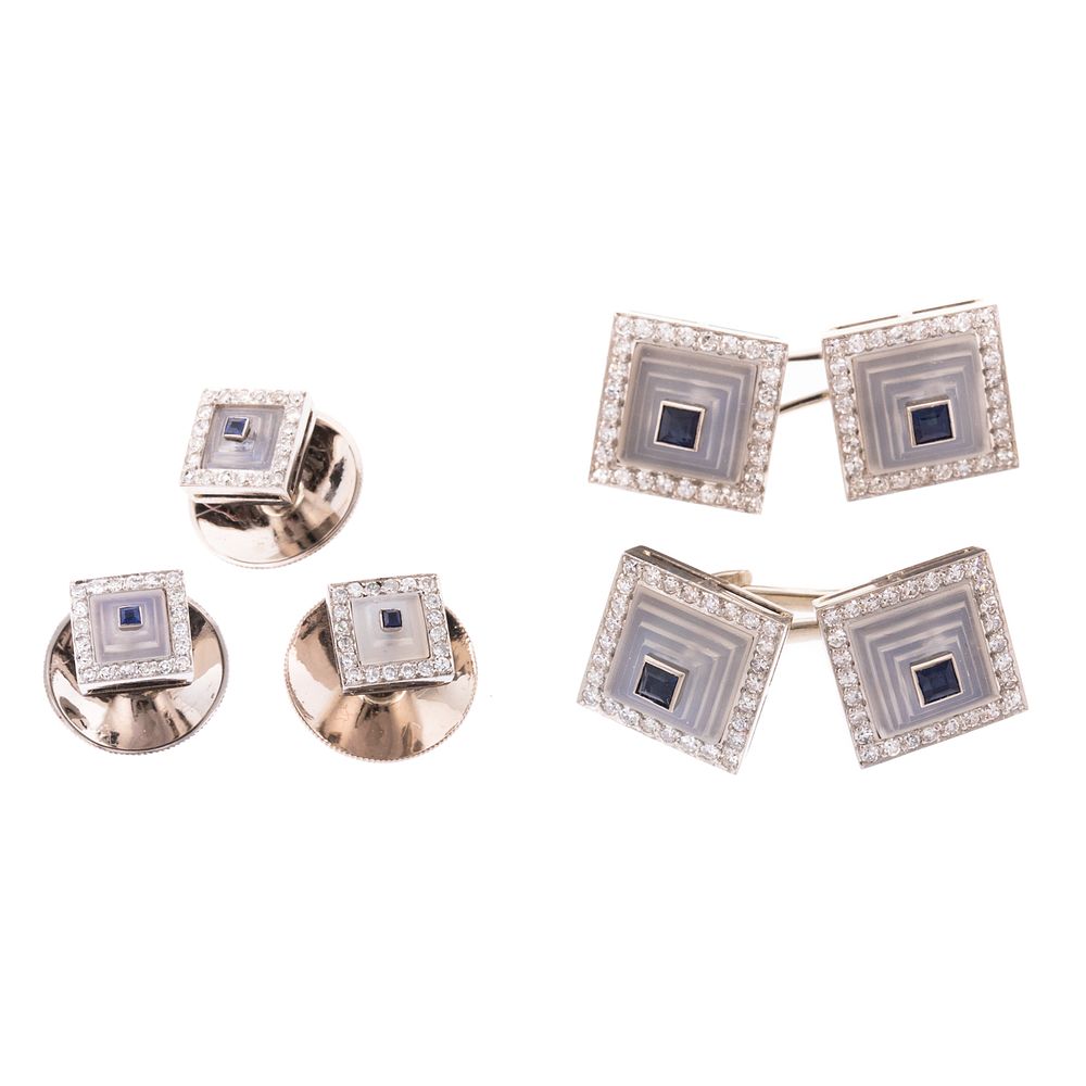 Appraisal: A Pair of Art Deco Rock Crystal Cufflinks Studs K