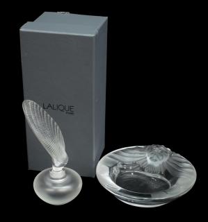 Appraisal: LALIQUE ART CRYSTAL SHELL PERFUME LION BOWL lot of Lalique