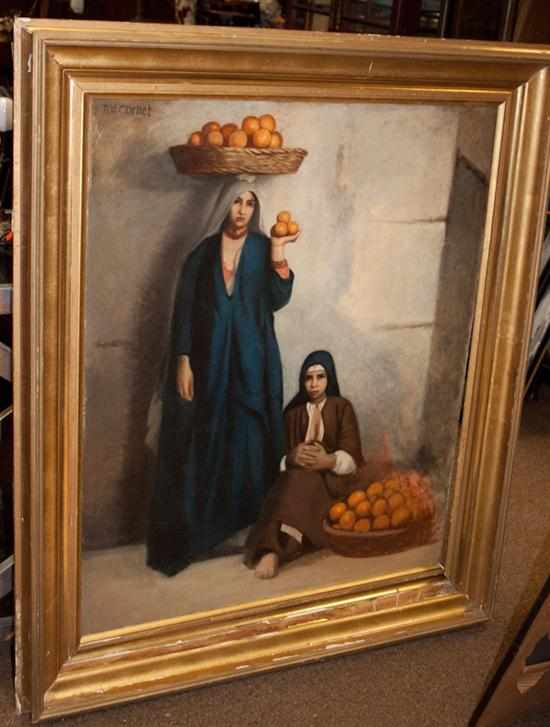 Appraisal: Alphonse Cornet Moroccan Fruit Sellers oil on canvas signed ul