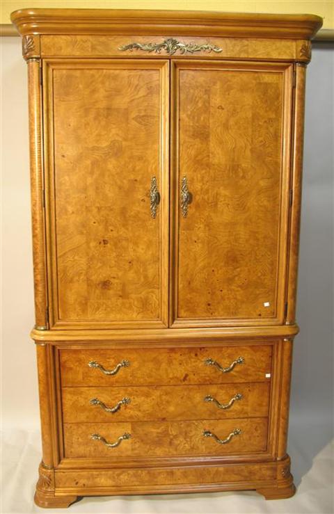 Appraisal: AMERICAN DREW WARDROBE ENTERTAINMENT CABINET th century the molded cornice