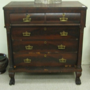 Appraisal: PERIOD EMPIRE MAHOGANY CHEST OF DRAWERS American c - having