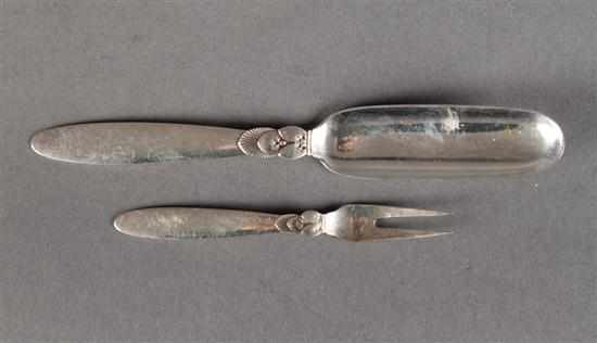 Appraisal: Danish sterling silver marrow spoon and lemon fork in the