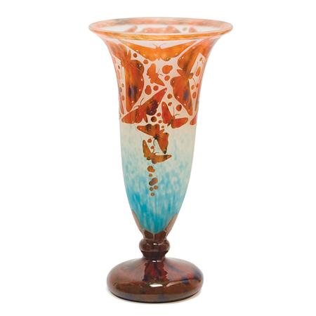 Appraisal: Le Verre Francais Acid Etched Cameo Glass Papillons Vase Estimate