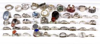 Appraisal: Lot of approximately Gem silver and metal rings Lot of