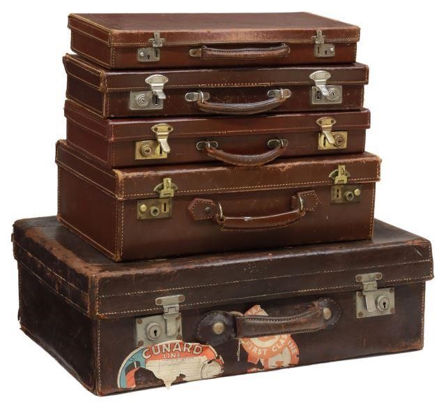 Appraisal: lot of Vintage leather briefcases and suitcases early to mid