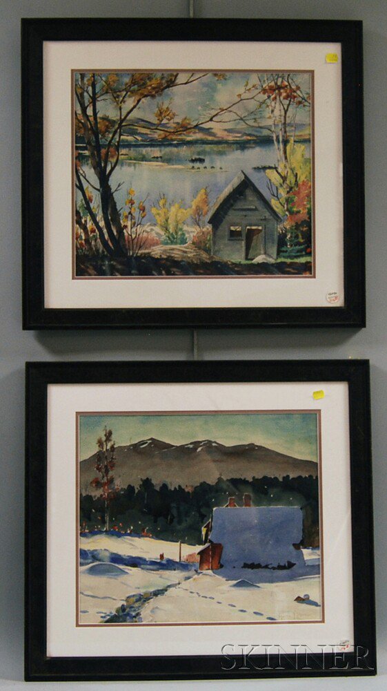 Appraisal: Aarne Parker American - Two Works Winter Landscape and Autumn