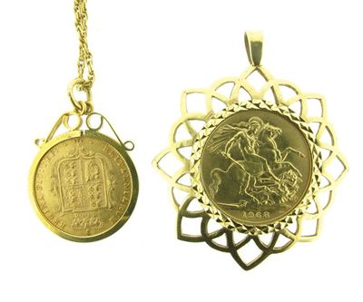 Appraisal: A sovereign pendant and a half-sovereign pendant Both mounted in