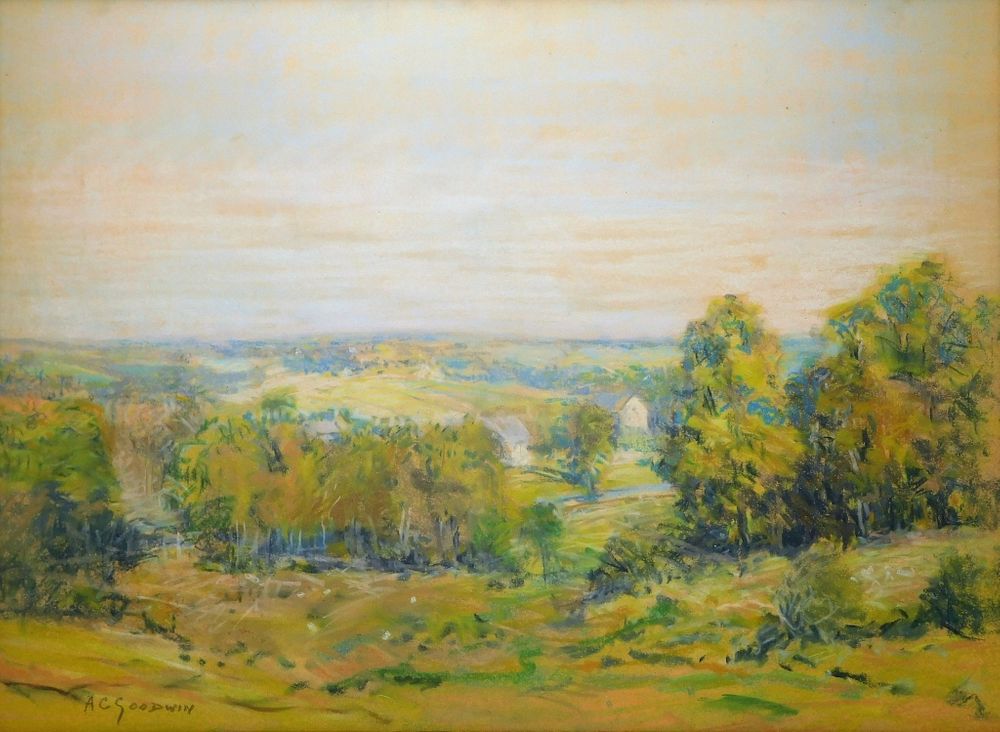 Appraisal: A C Goodwin Plein Air Landscape Pastel Drawing Arthur Clifton