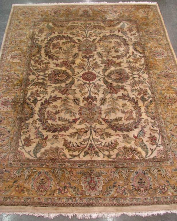 Appraisal: Handmade Oriental Room Size Rug modern Persian design tan field