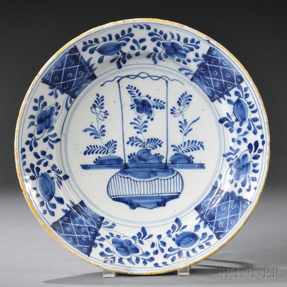 Appraisal: Delft Blue and White Pottery Charger Holland th century with