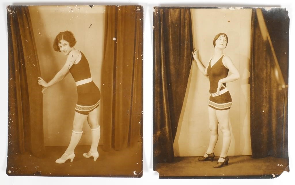 Appraisal: Two sepia tone original photograph prints of beauty pageant contestants